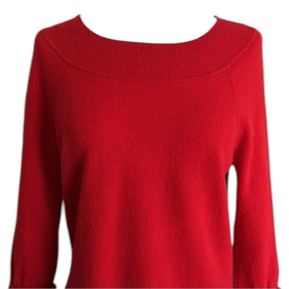 JONES New York Vintage 90s Red Cashmere Sweater Preppy Elevated Classic Medium - Picture 3 of 14
